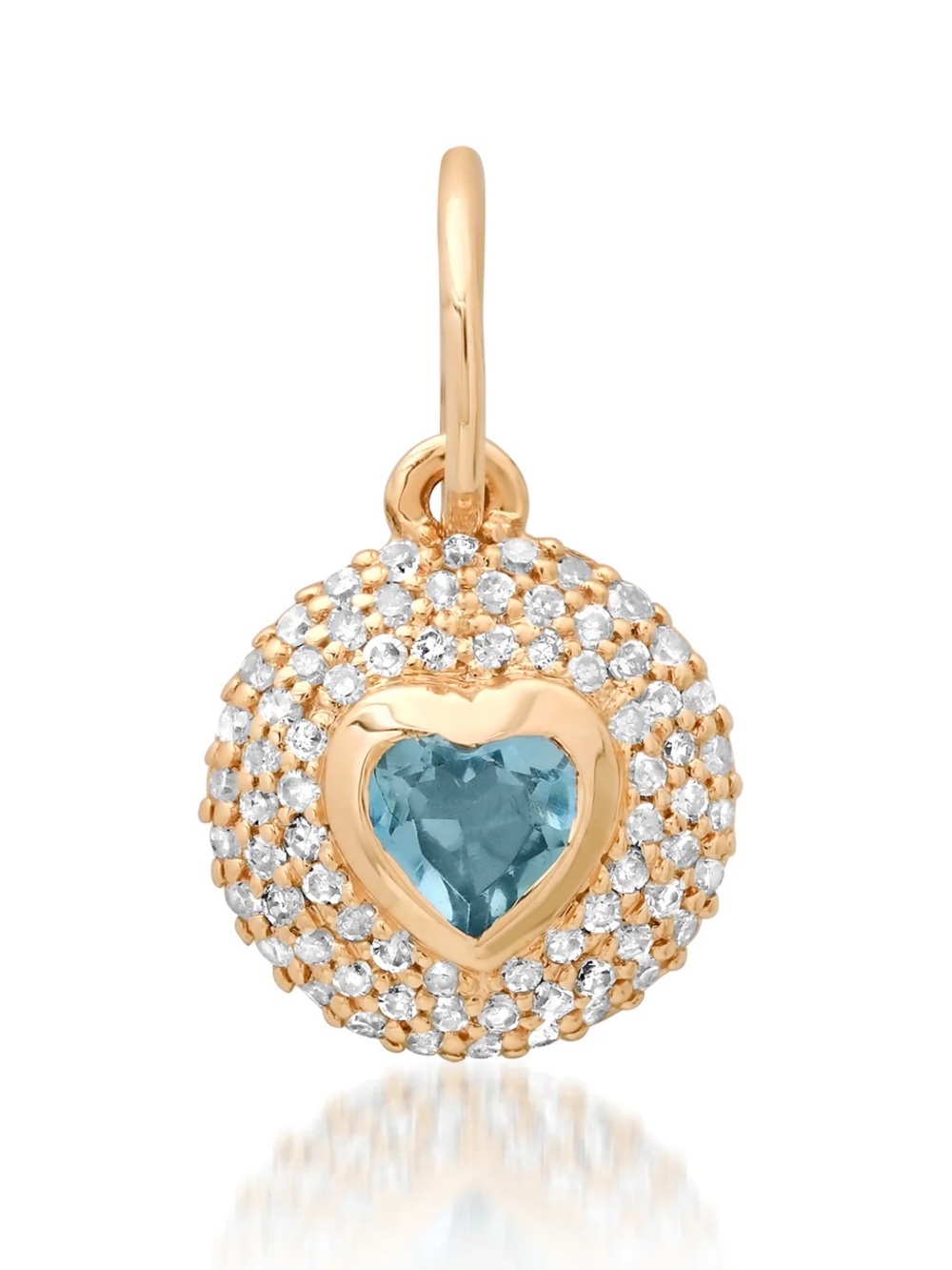 Curated by AB Gold Heart Pendant with blue topaz Center
